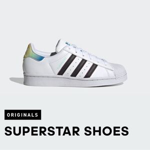 adidas Originals Superstar Sneaker, White/Beam Pink/Black Kids 6.5 = Women’s 8